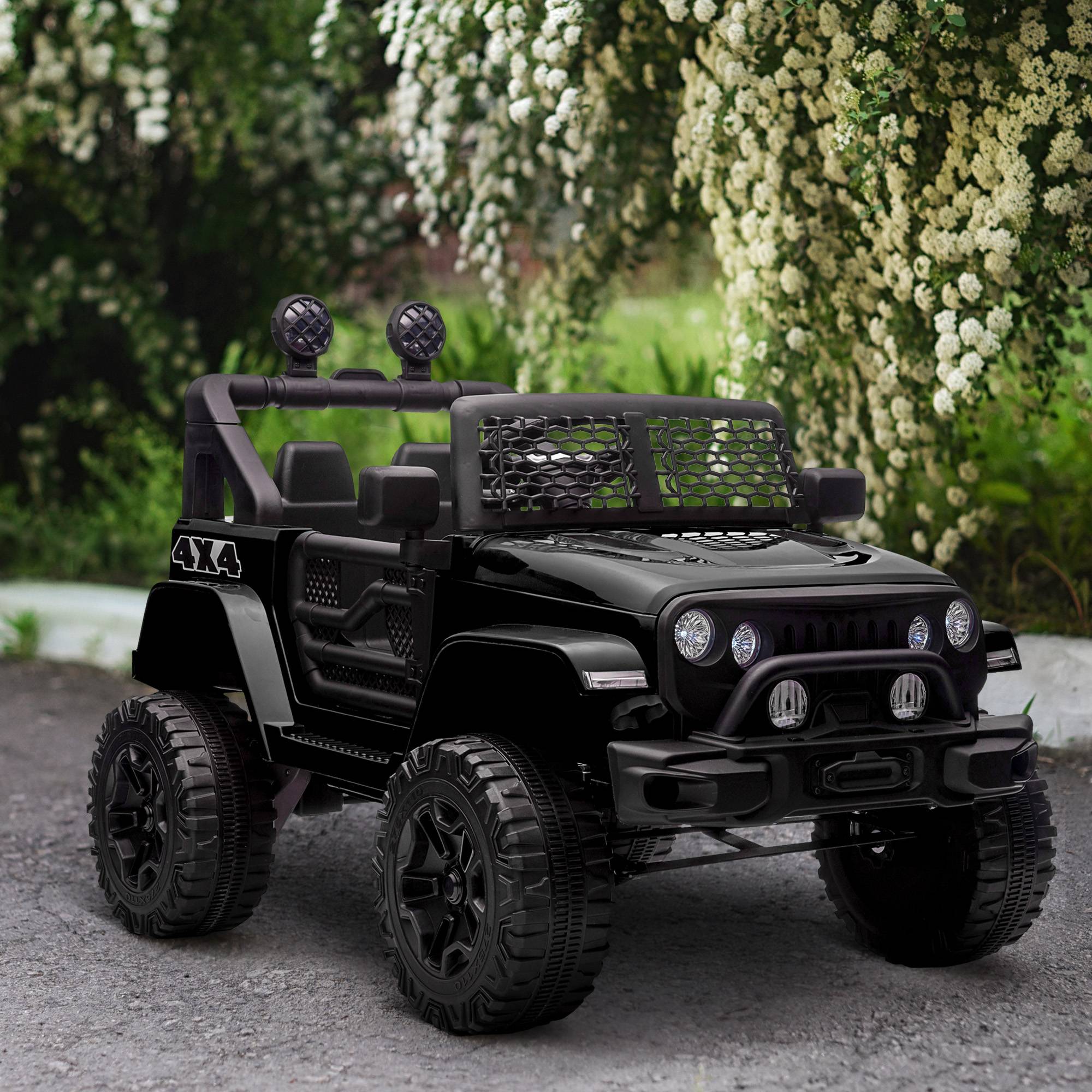 Sans Marque - Voiture électrique enfants 12V télécommande suspension 4 roues phares klaxon MP3 3-5 km/h 3-6 ans noir - Image 4