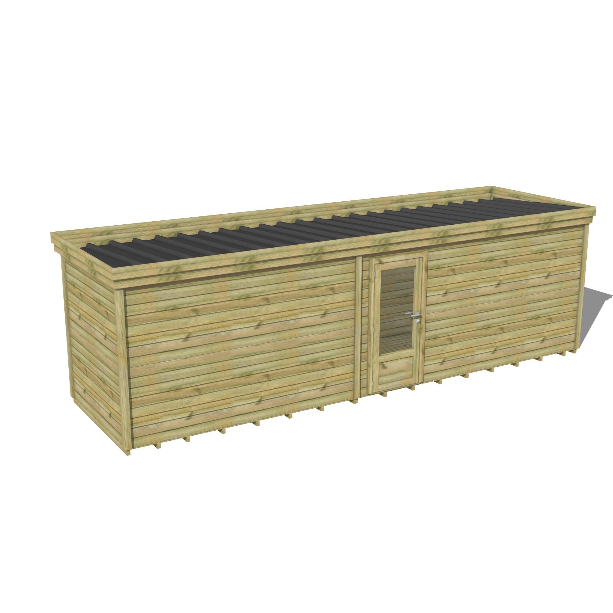 Abri Français - ABRI DE JARDIN bois Pin traité autoclave 27mm - 7,695x2,14m / 16m2 - Bac acier - Plancher bois