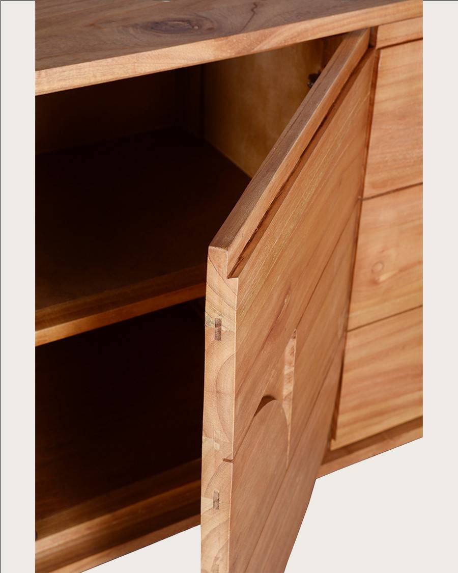 Dinda - Grand Buffet bas en bois massif de mendi 200 cm - UNIQKA - Image 5