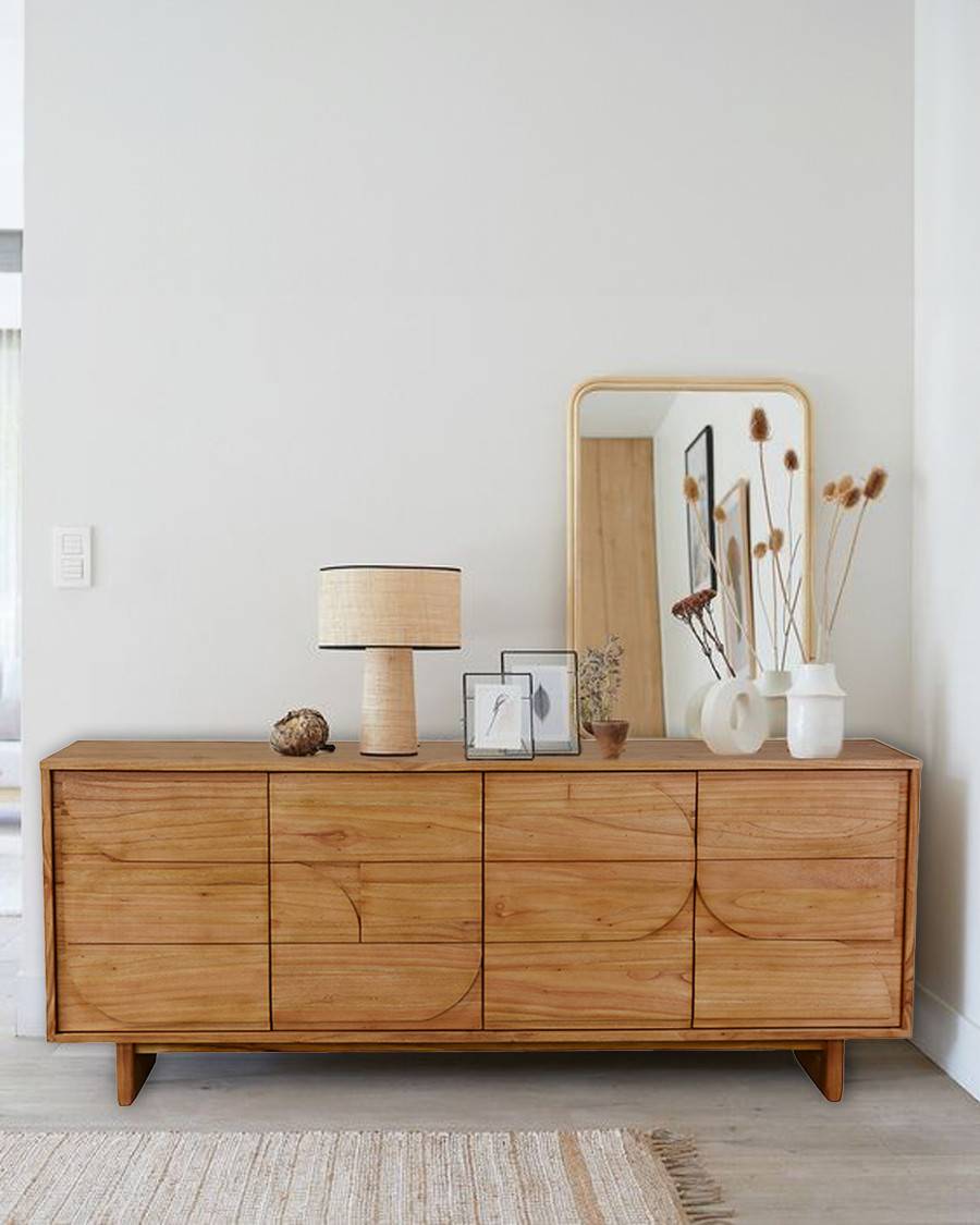 Dinda - Grand Buffet bas en bois massif de mendi 200 cm - UNIQKA - Image 2