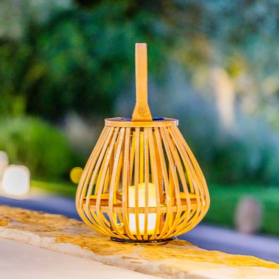 Lumisky - Lanterne solaire décorative HAVANE TALL Bois Bambou H47cm - Image 3