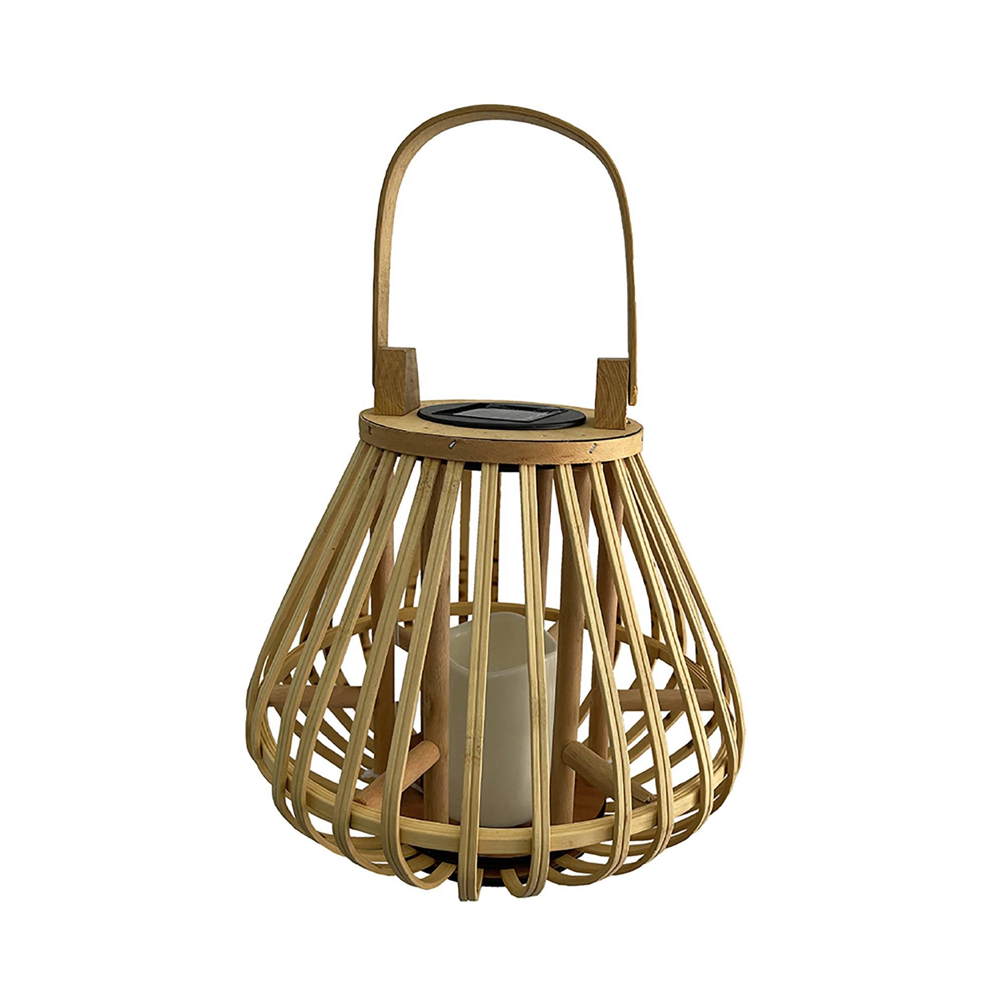 Lumisky - Lanterne solaire décorative HAVANE TALL Bois Bambou H47cm - Image 1