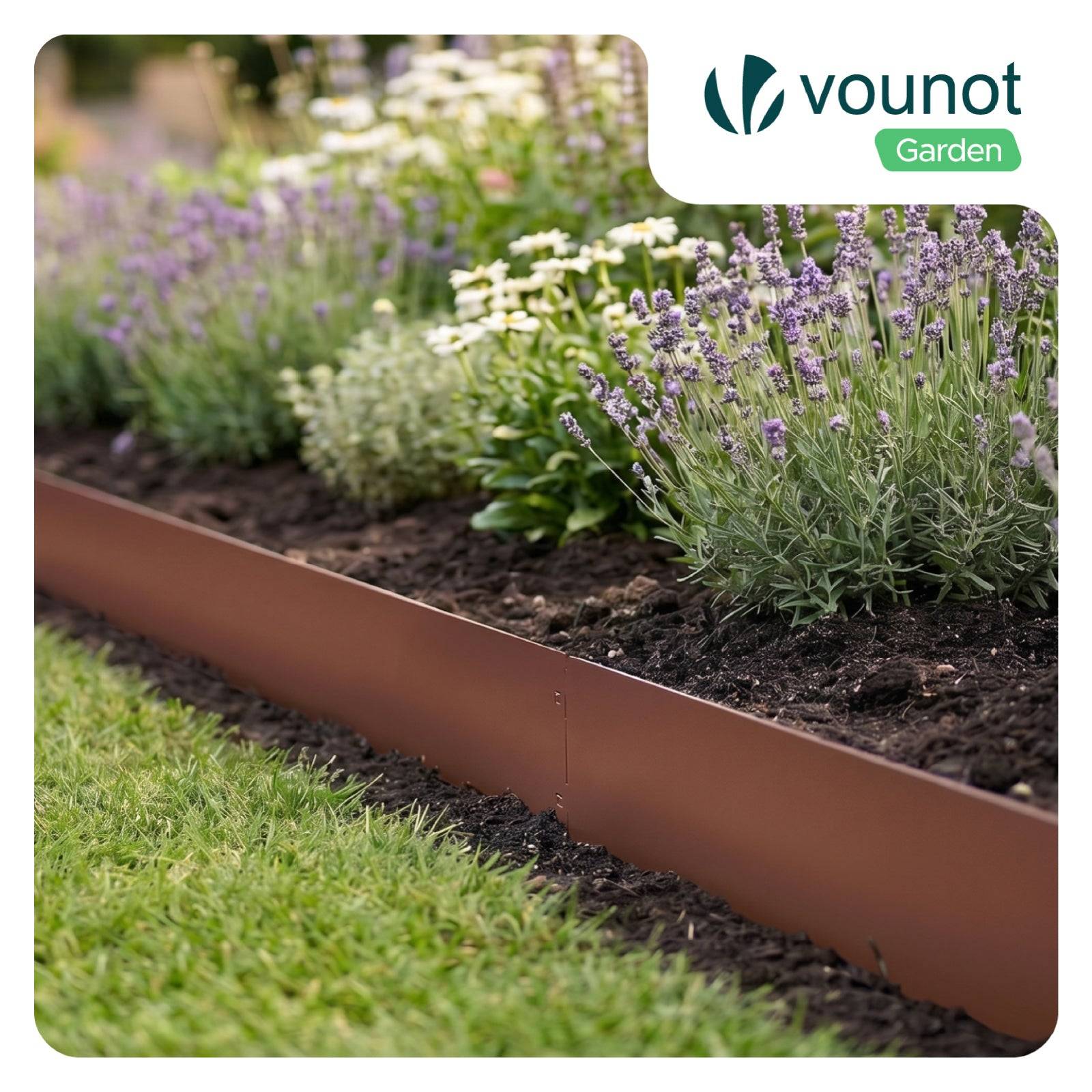 Vounot - Lot de 15 Bordure de jardin en métal flexible 100x18cm marron - clôture gazon antirouille 15m - VOUNOT® - Image 2