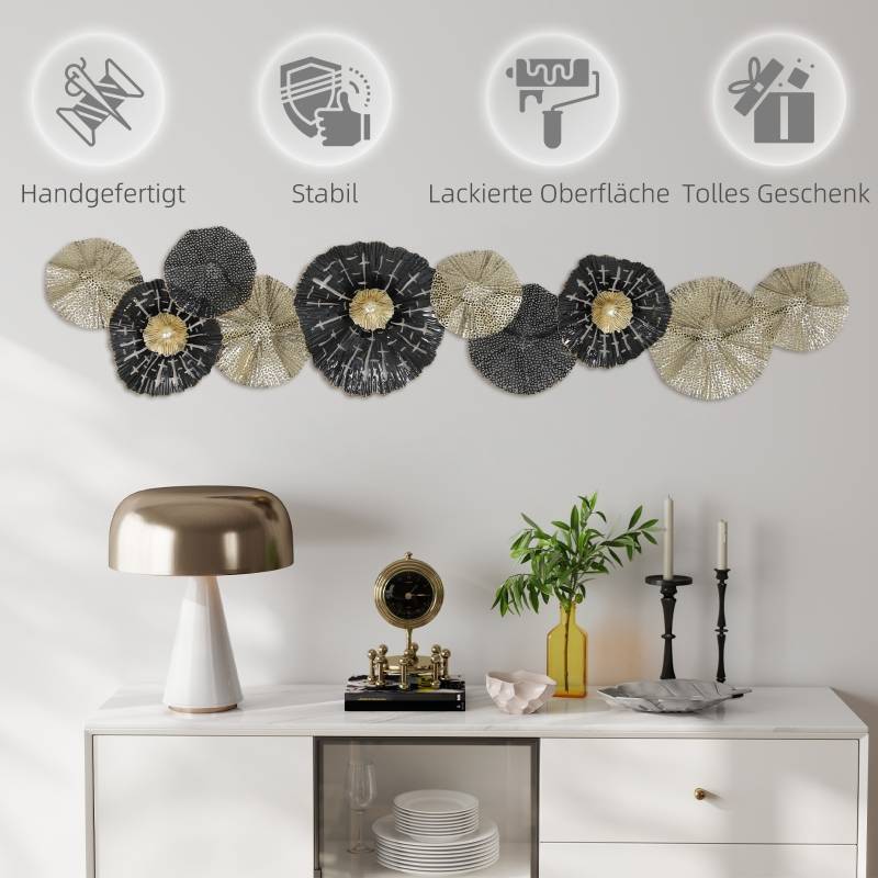 ComfortXL - Décoration murale design en métal pour salon ambiance chic 134x29cm noir et or - ComfortXL Outdoor Living - Image 6