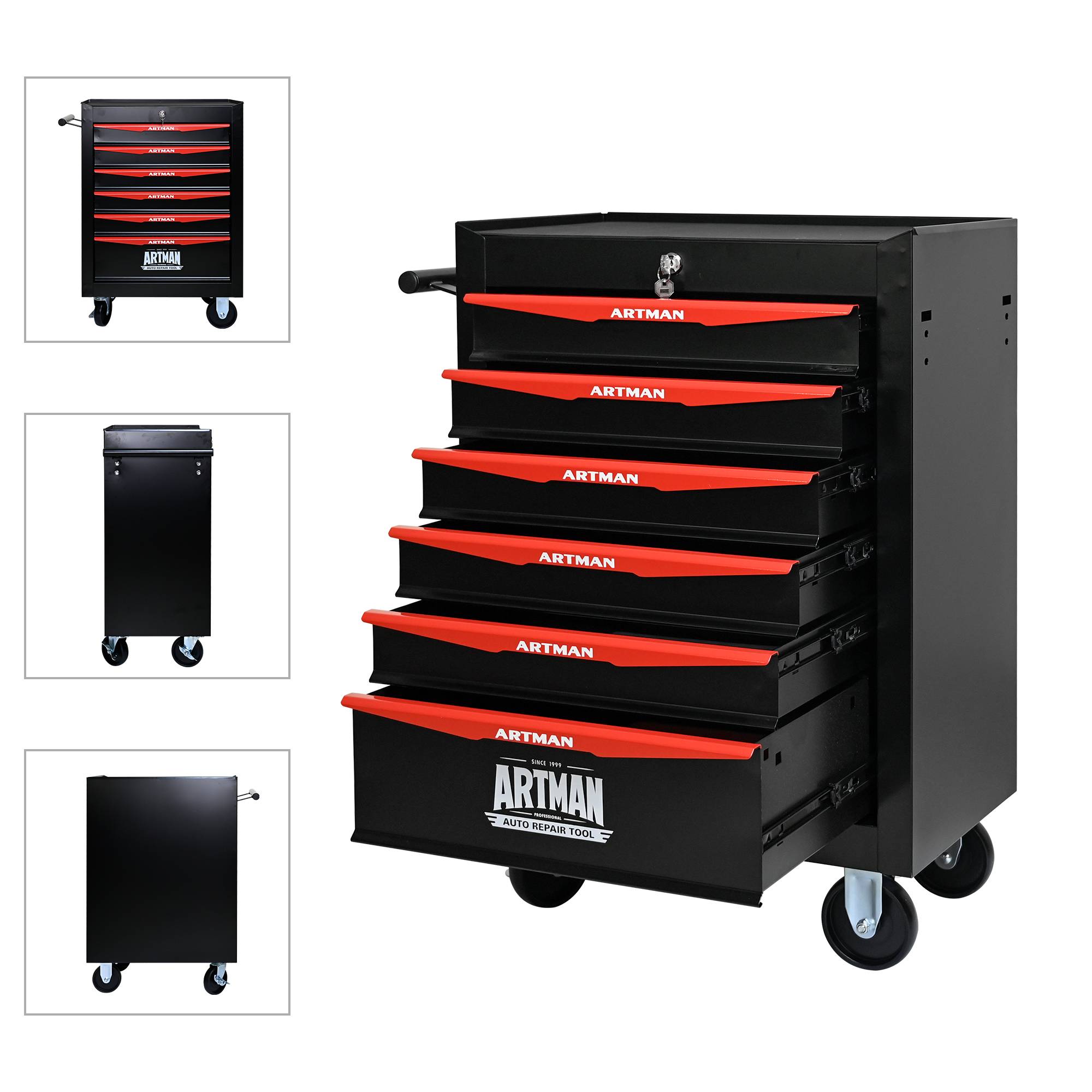 ComfortXL - Servante d'atelier acier 6 tiroirs mobile pour garage Noir et Rouge – ComfortXL Outdoor Living - Image 2