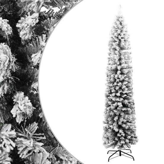 Maison Chic - Sapin de Noël | Arbre de Noël artificiel mince flocon de neige vert 210 cm PVC Maison Chic - Image 2