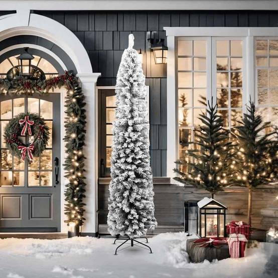 Maison Chic - Sapin de Noël | Arbre de Noël artificiel mince flocon de neige vert 210 cm PVC Maison Chic - Image 1