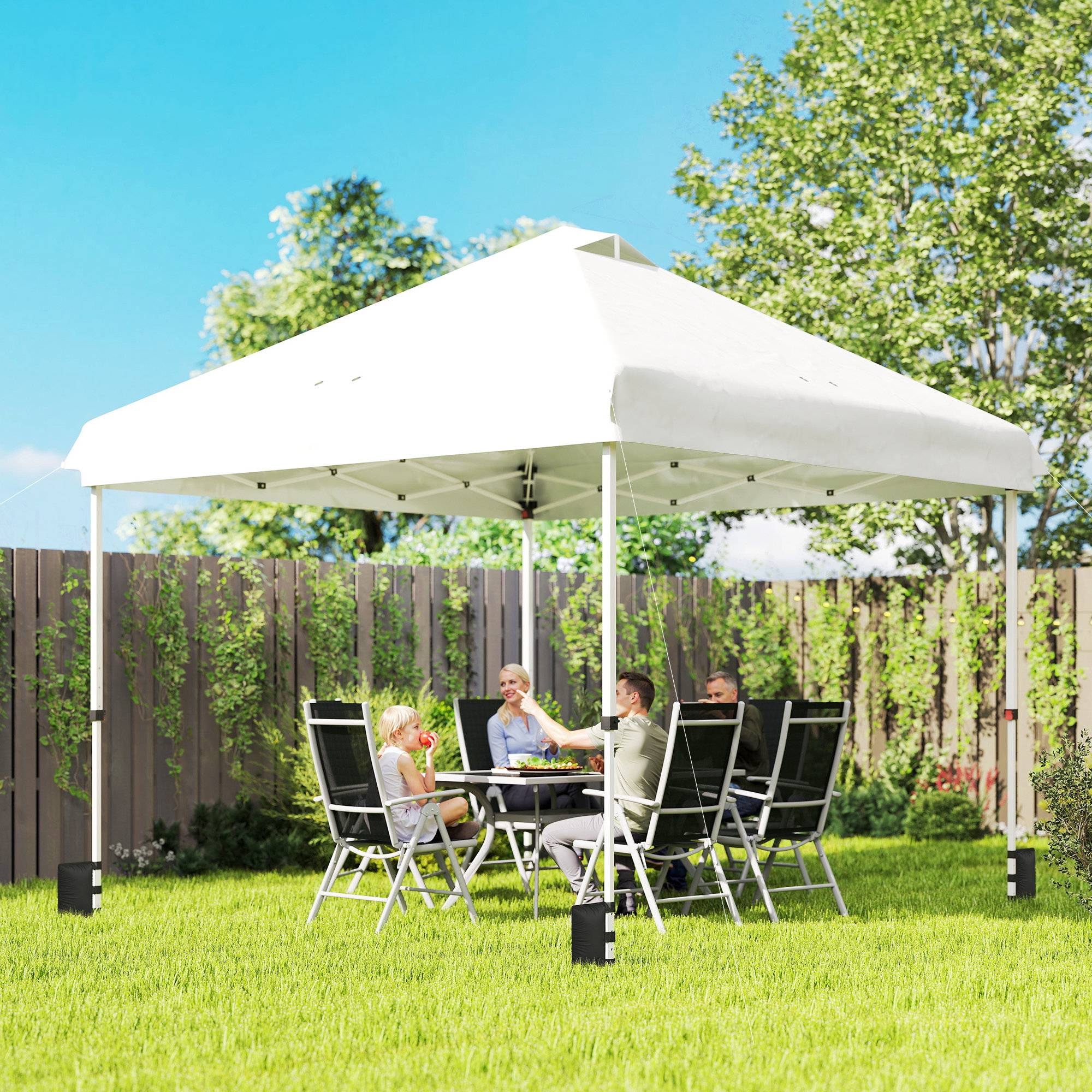 Tonnelle pliante Oxford 210D pour jardin et réceptions montage rapide 3x3m blanc - ComfortXL Outdoor Living - Image 3