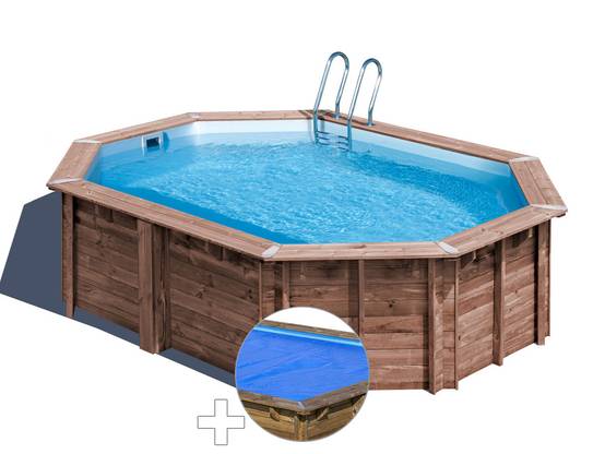 Gré - Kit piscine bois Gré Bambu 5,35 x 3,35 x 1,36 m + Bâche à bulles