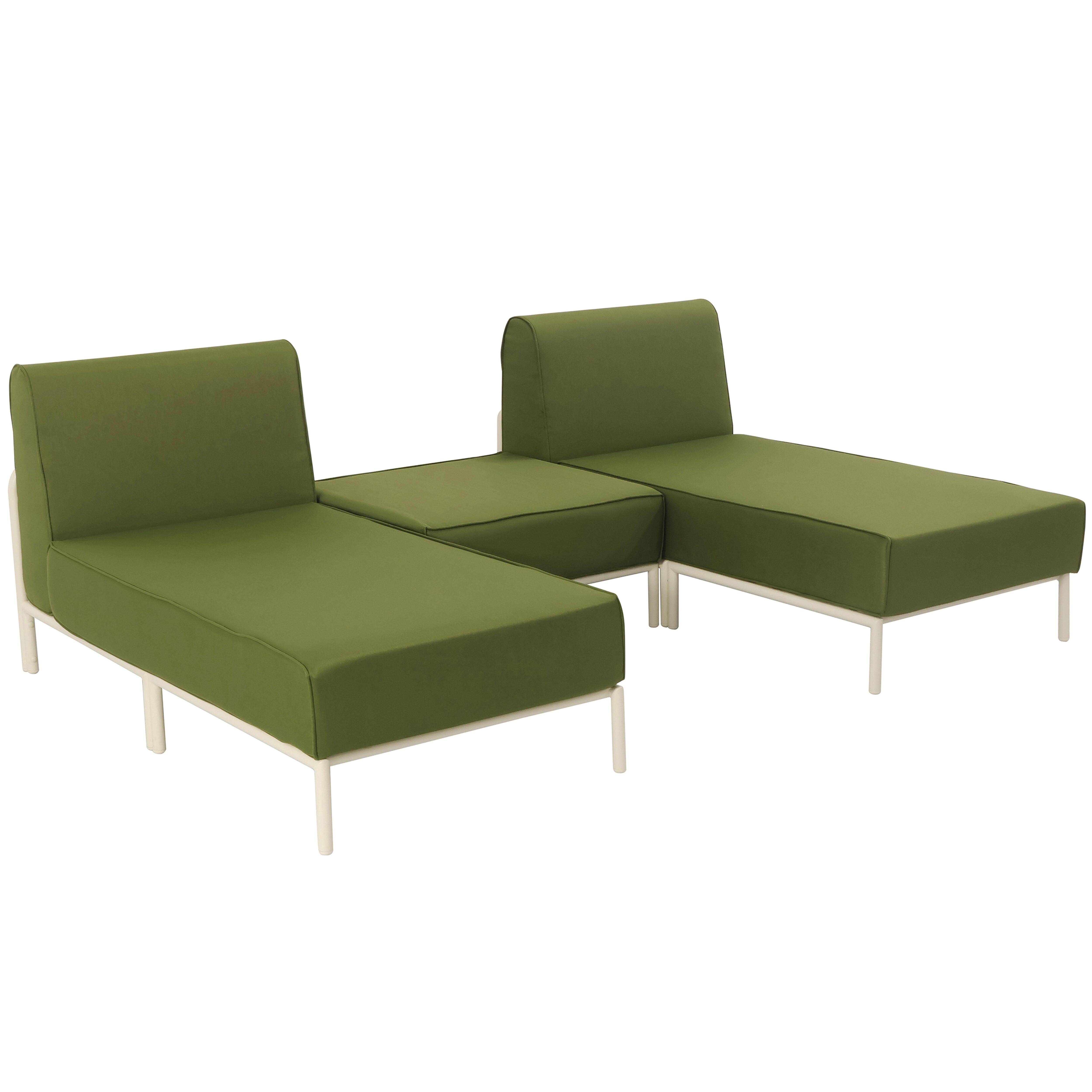 Oviala - Salon de jardin bas modulable uni 3 places vert kaki Patio - Oviala - Image 1
