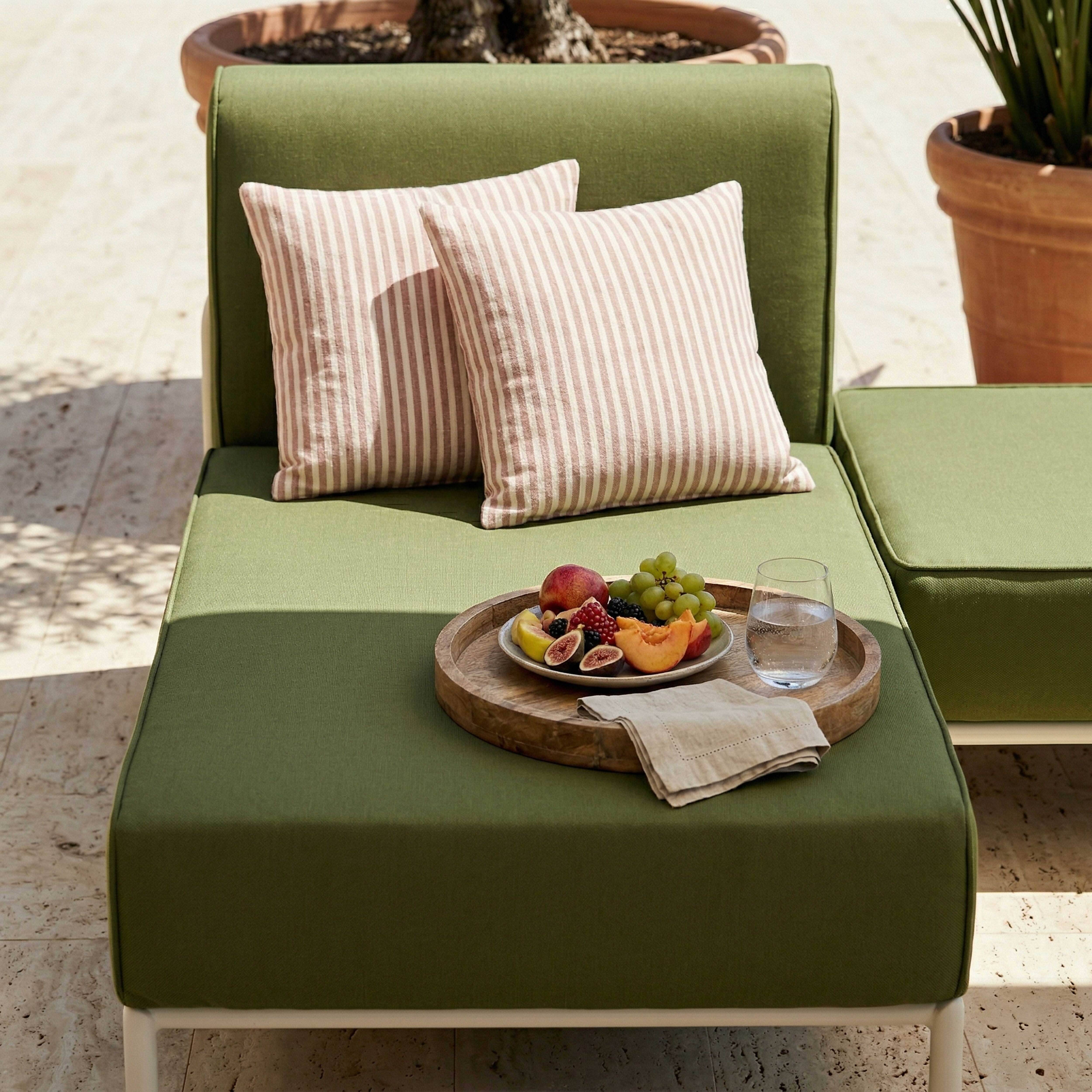 Oviala - Salon de jardin bas modulable uni 3 places vert kaki Patio - Oviala - Image 3