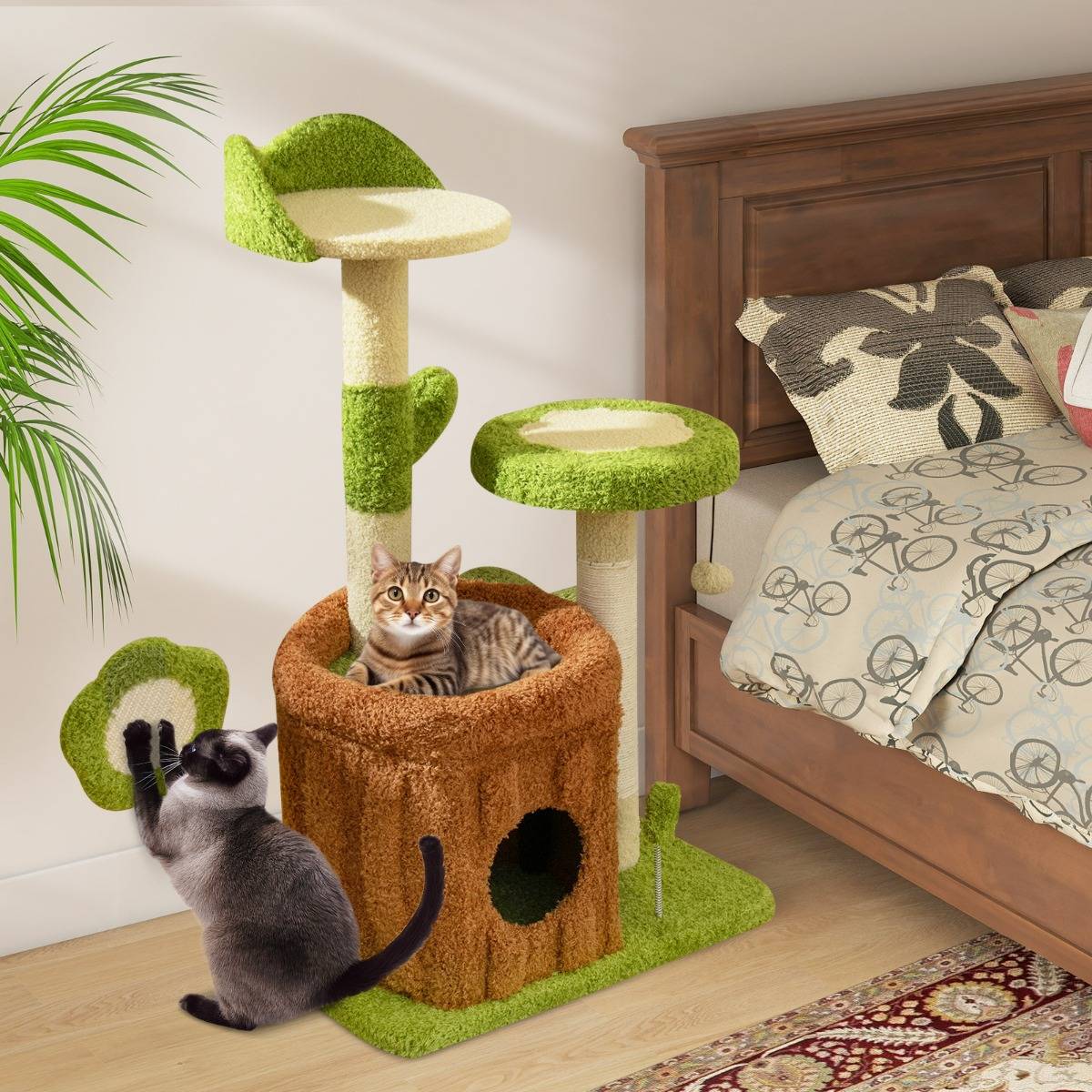 Maison Chic - Arbre à Chat Mignon pour Chats Adultes Tour Multi-niveaux avec Condo Tronc Perchoir Fleur Lit - Image 2