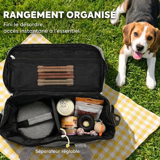 Sac de transport pour chien tissu cationique gris clair 38 x 17 x 35 cm - PANGIVO - Image 7