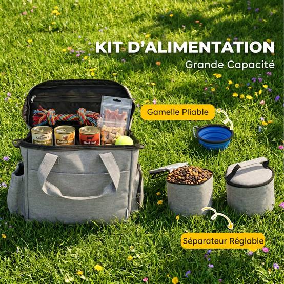 Sac de transport pour chien tissu cationique gris clair 38 x 17 x 35 cm - PANGIVO - Image 6