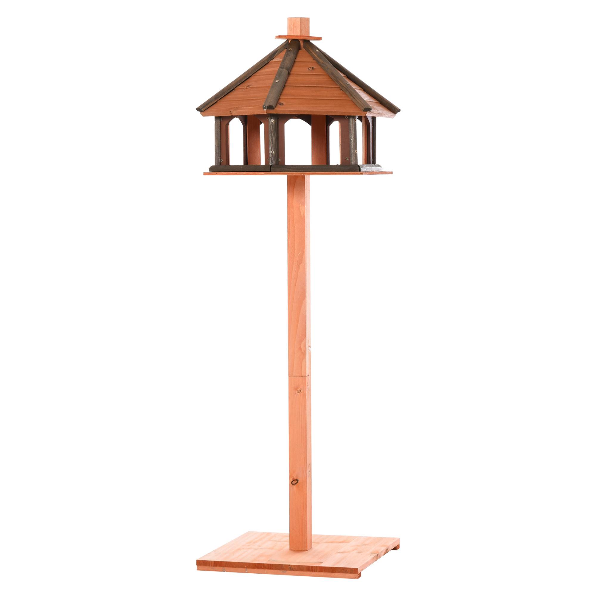PANGIVO - Mangeoire pour oiseaux sur pied bois naturel 52 x 52 x 130 cm - PANGIVO