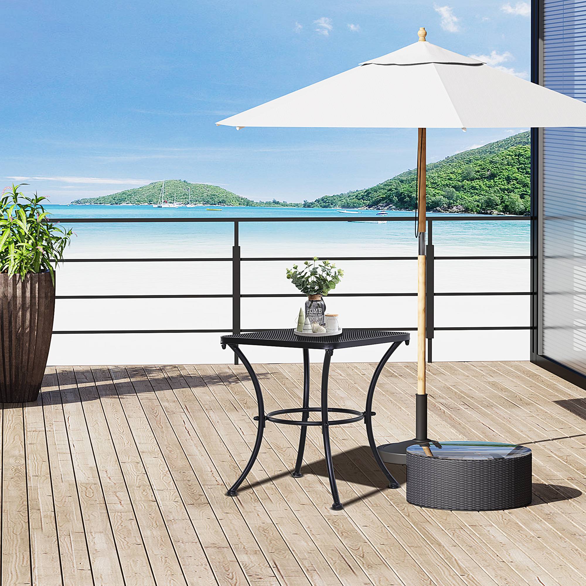Sans Marque - Table appoint carrée jardin extérieure structure métal patio terrasse balcon 30 kg 45x45x50 cm noire - Image 3