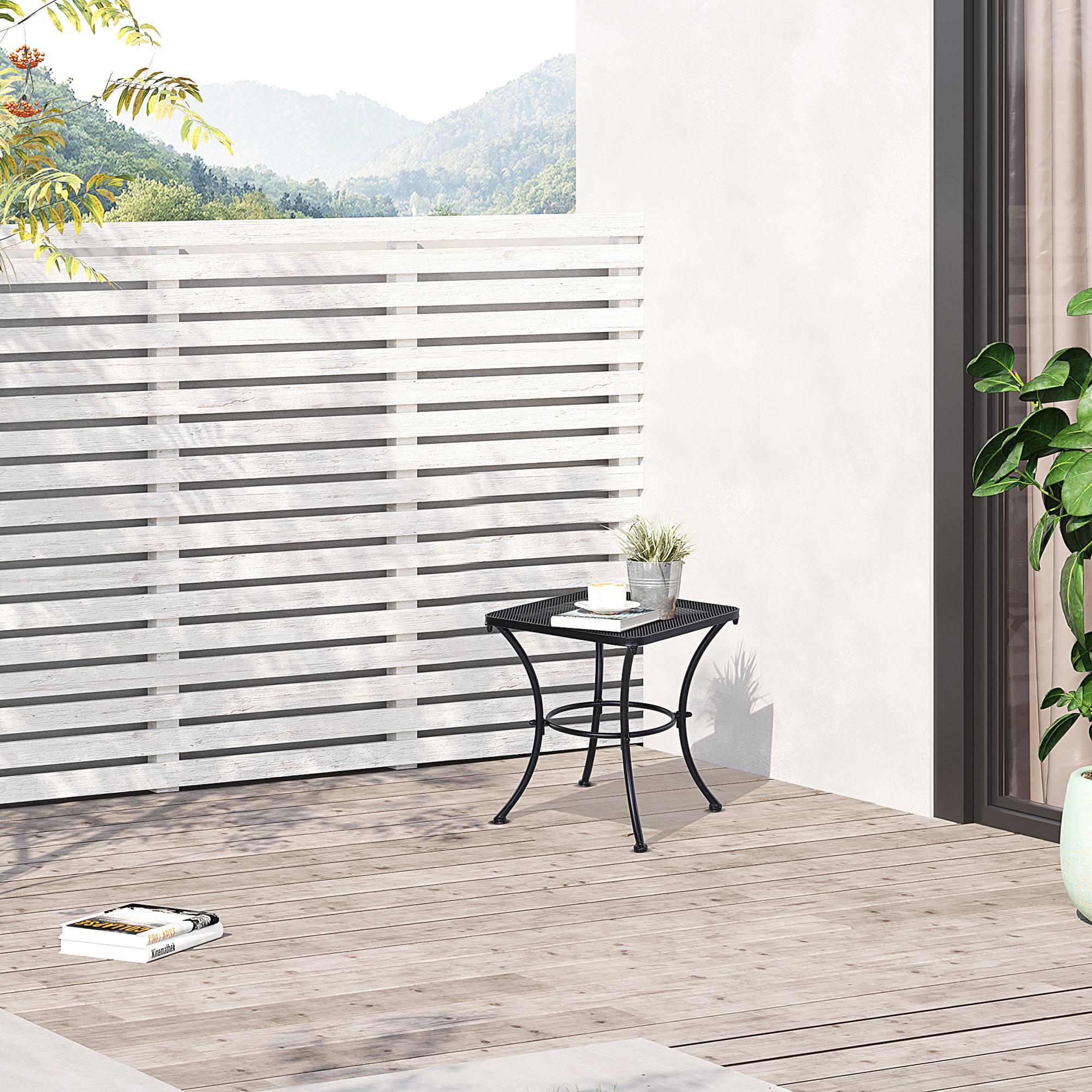 Sans Marque - Table appoint carrée jardin extérieure structure métal patio terrasse balcon 30 kg 45x45x50 cm noire - Image 4
