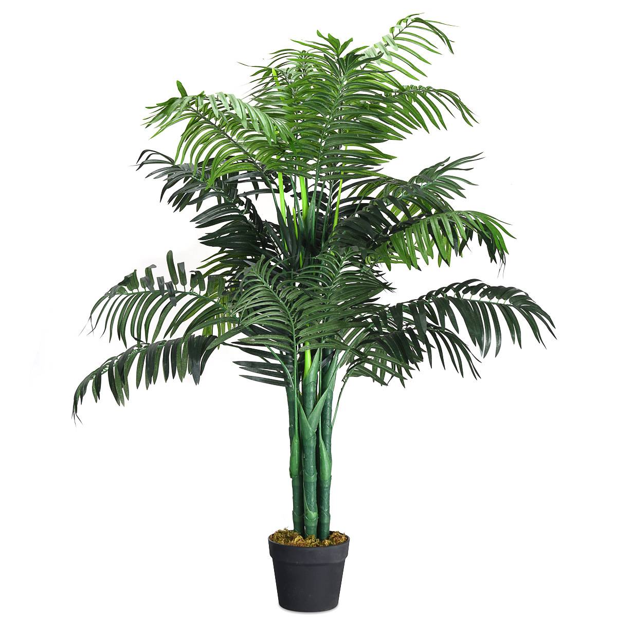 Plante Artificielle 110cm en pot Faux arbre palmier Aréca avec pot pour décoration intérieur ou extérieur, Vert - Image 1