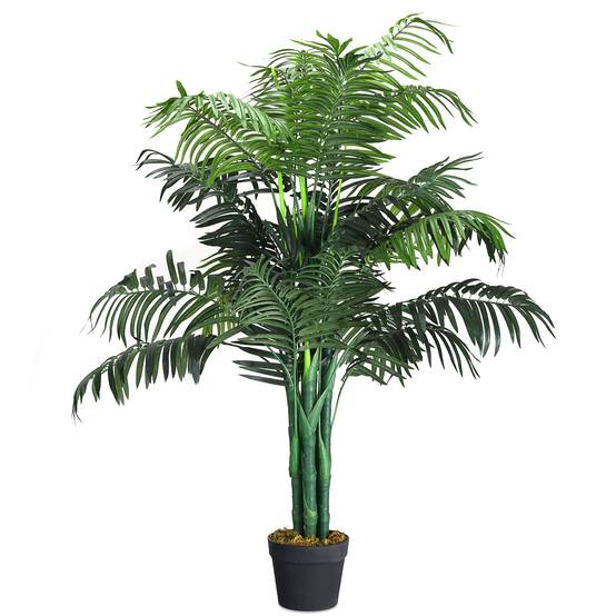 Plante Artificielle 110cm en pot Faux arbre palmier Aréca avec pot pour décoration intérieur ou extérieur, Vert - Image 4