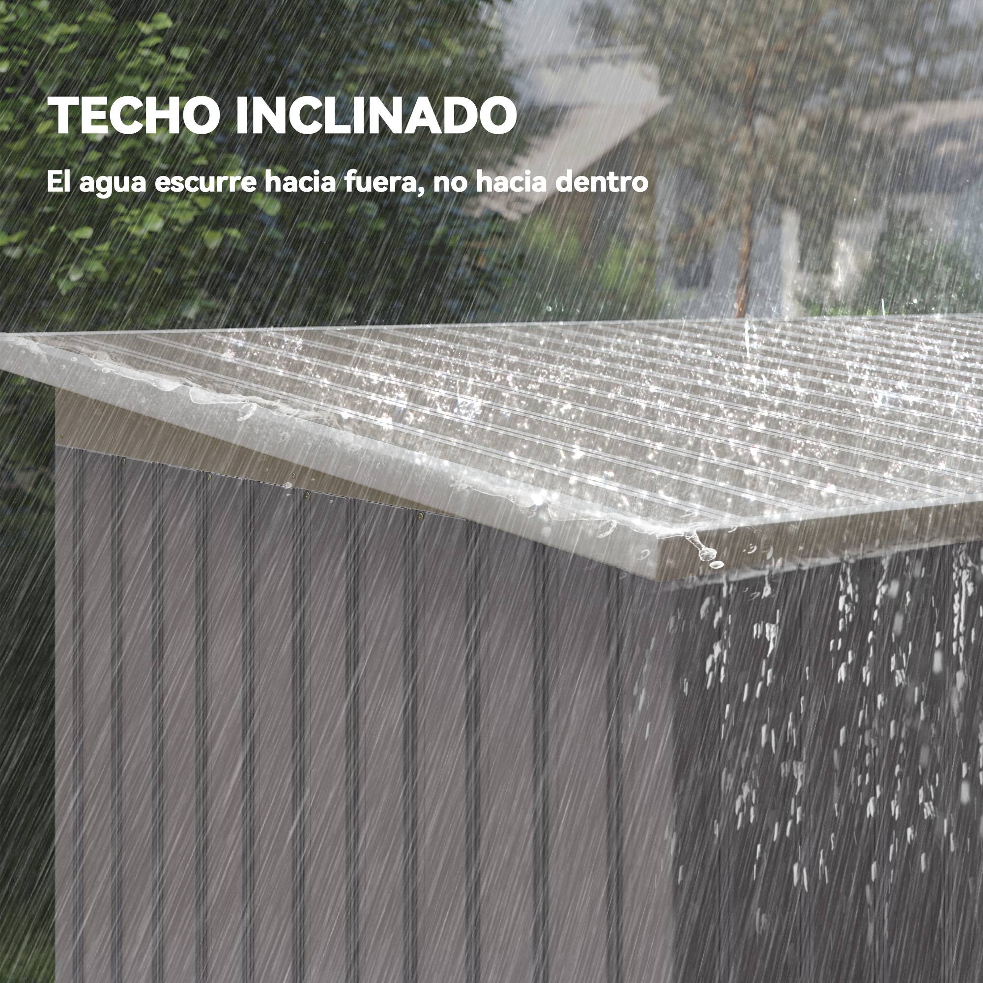 Abri de jardin acier galvanisé extérieur protection outils 280x130x172cm gris - ComfortXL Outdoor Living - Image 9
