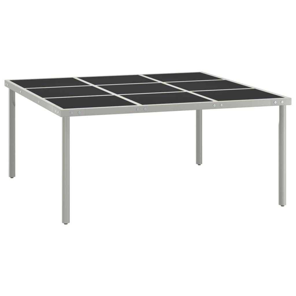 Très Grande Table de Jardin Octogonale 170 cm Noire et Grise en Acier et Verre pour 8 Personnes – ComfortXL Outdoor Living - Image 1