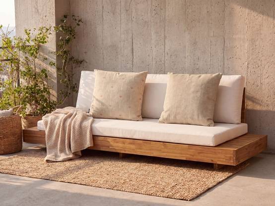 Beliani - Coussin d'extérieur Polyester Beige CALIA - 45x45x10- Beliani - Image 1