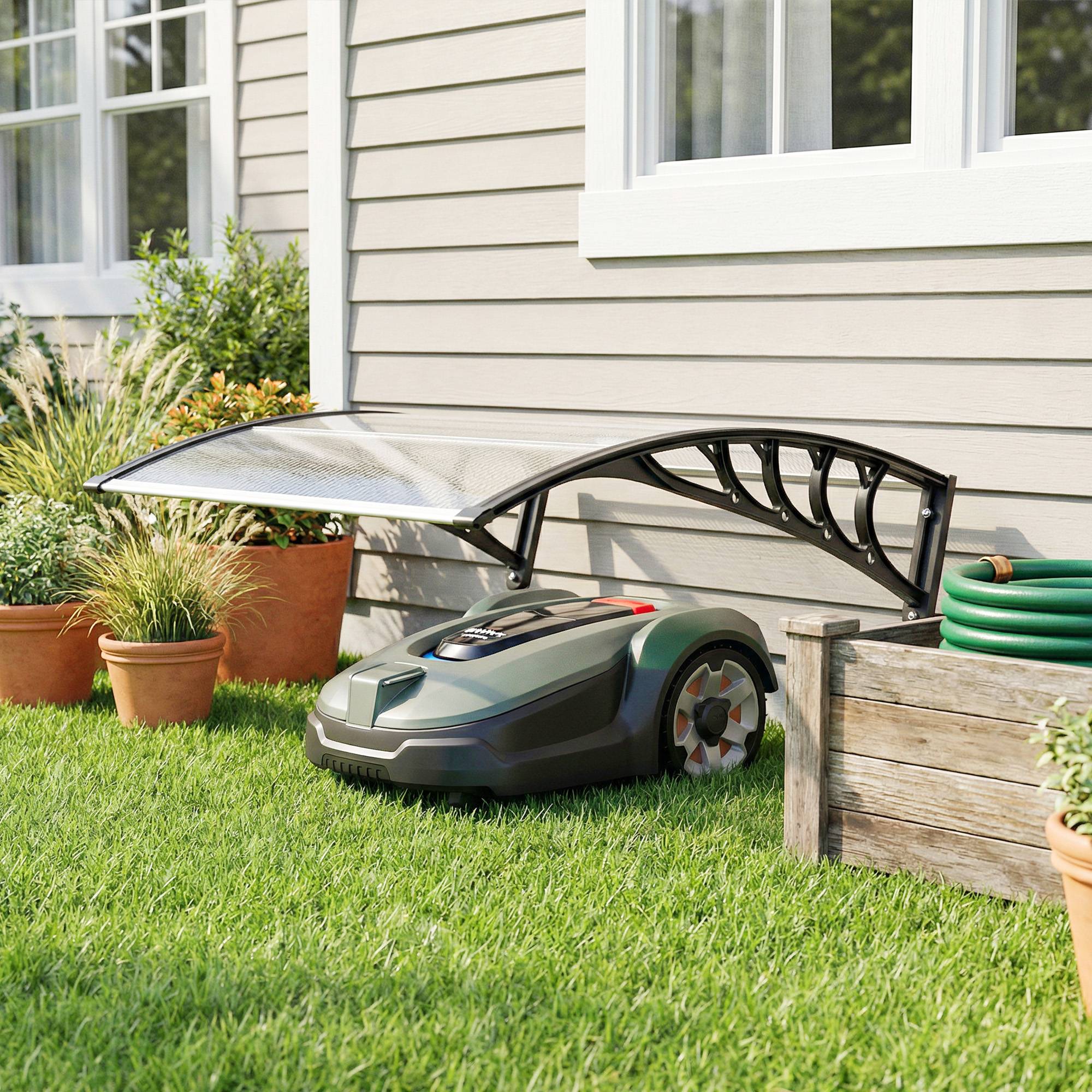 Outsunny - Abri pour tondeuse robot toit de garage pour tondeuse contre les UV, la pluie et la neige - 100 x 81 x 43 cm - blanc - Outsunny - Image 2