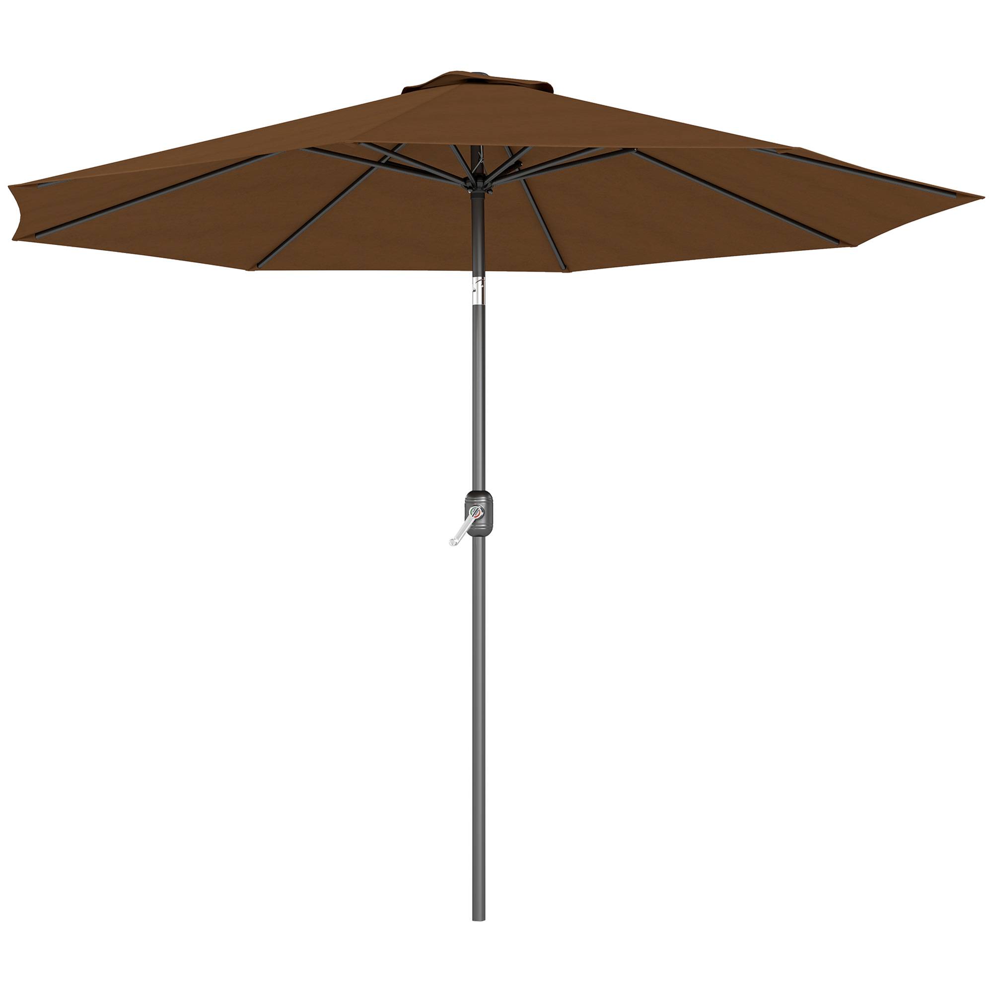 Parasol inclinable Acier Jardin Terrasse Protection UV manivelle Ø295cm Marron café - ComfortXL Outdoor Living - Image 2
