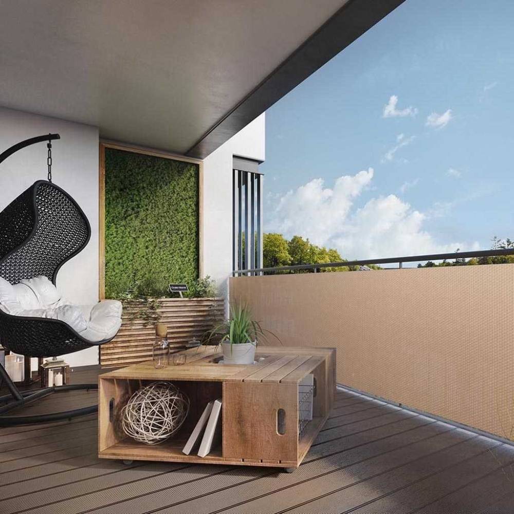 Rattan Art - Brise-vue en résine tressée pour balcon et clôture coloris beige 1 x 3 m - Image 2