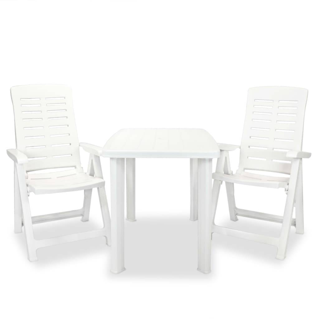 Ensemble 3 pcs de bistro - Salon De Jardin - Mobilier extérieur Plastique Blanc MI679 - Image 2