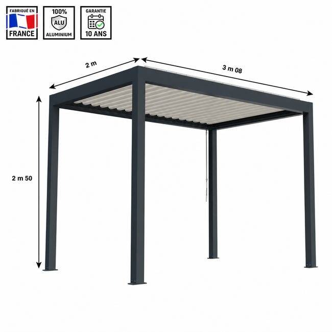 Pergola Bioclimatique Aluminium Autoportante Anthracite 3x2 Manuelle S ORIAL France - Image 2