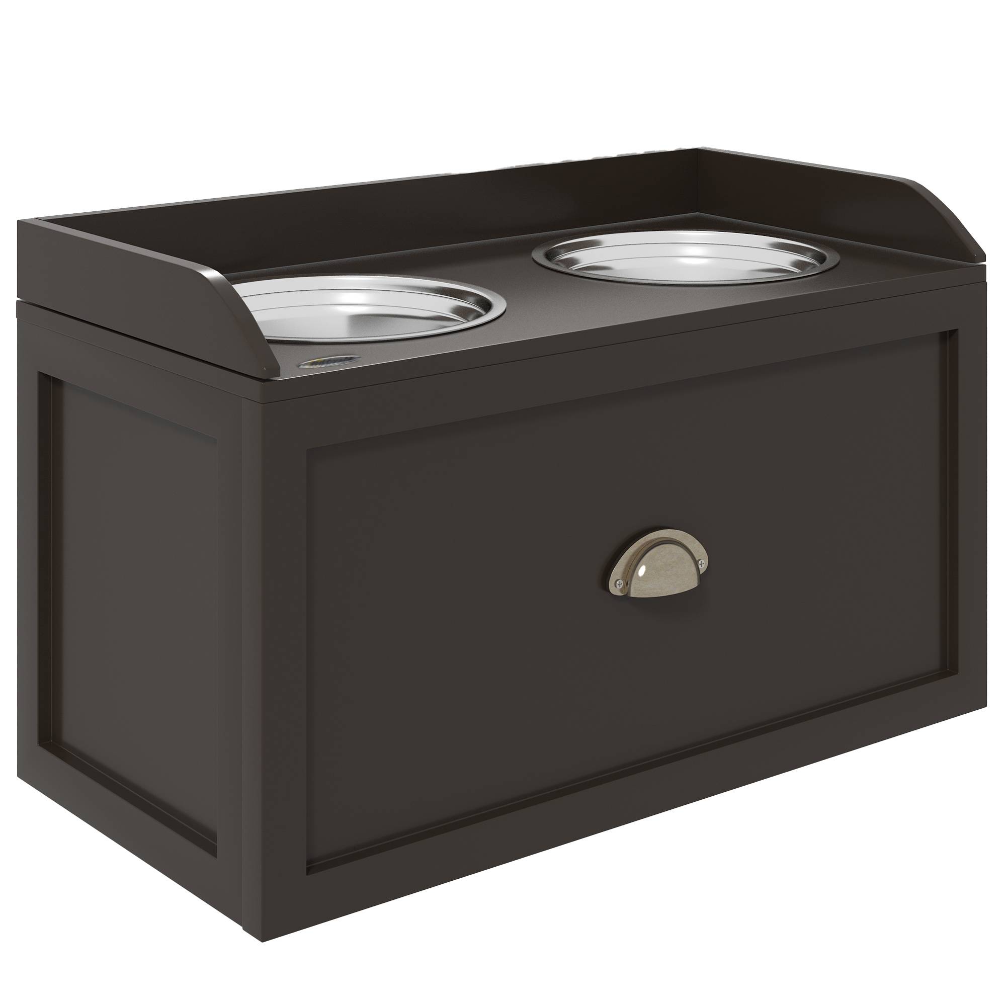 ComfortXL - Station repas surélevée pour grand chien MDF et inox 60 x 30 x 36 cm brune avec 2 gamelles et tiroir 21 L - Image 10