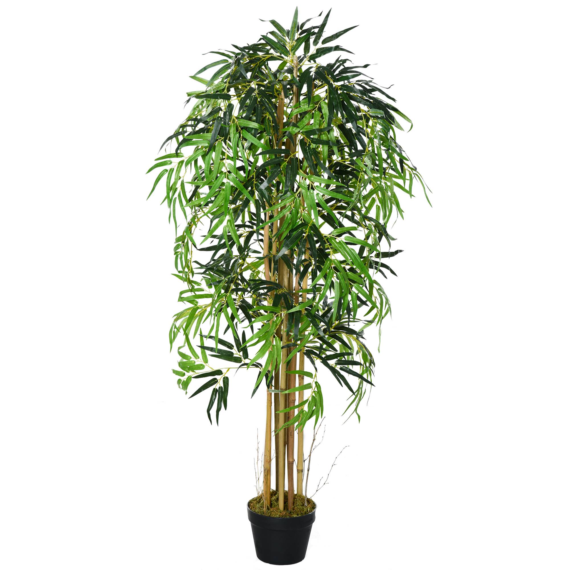 Sans Marque - Bambou artificiel 150 cm avec pot, plante décorative réaliste en synthétique pour la maison ou le bureau, Ø18 x 150 cm, vert - Image 2