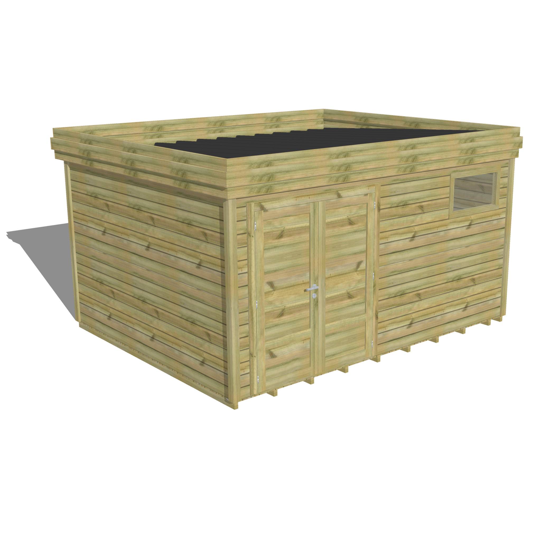 ABRI DE JARDIN bois  autoclave 27mm - 4,34x3,44m / 15m2 - Bac acier - Plancher bois - Image 1
