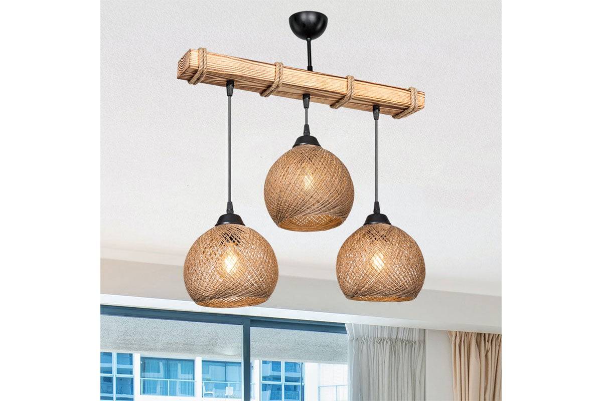 Importdistrib - Plafonnier suspension luminaire noyer beige 50x20x63 cm - Image 2