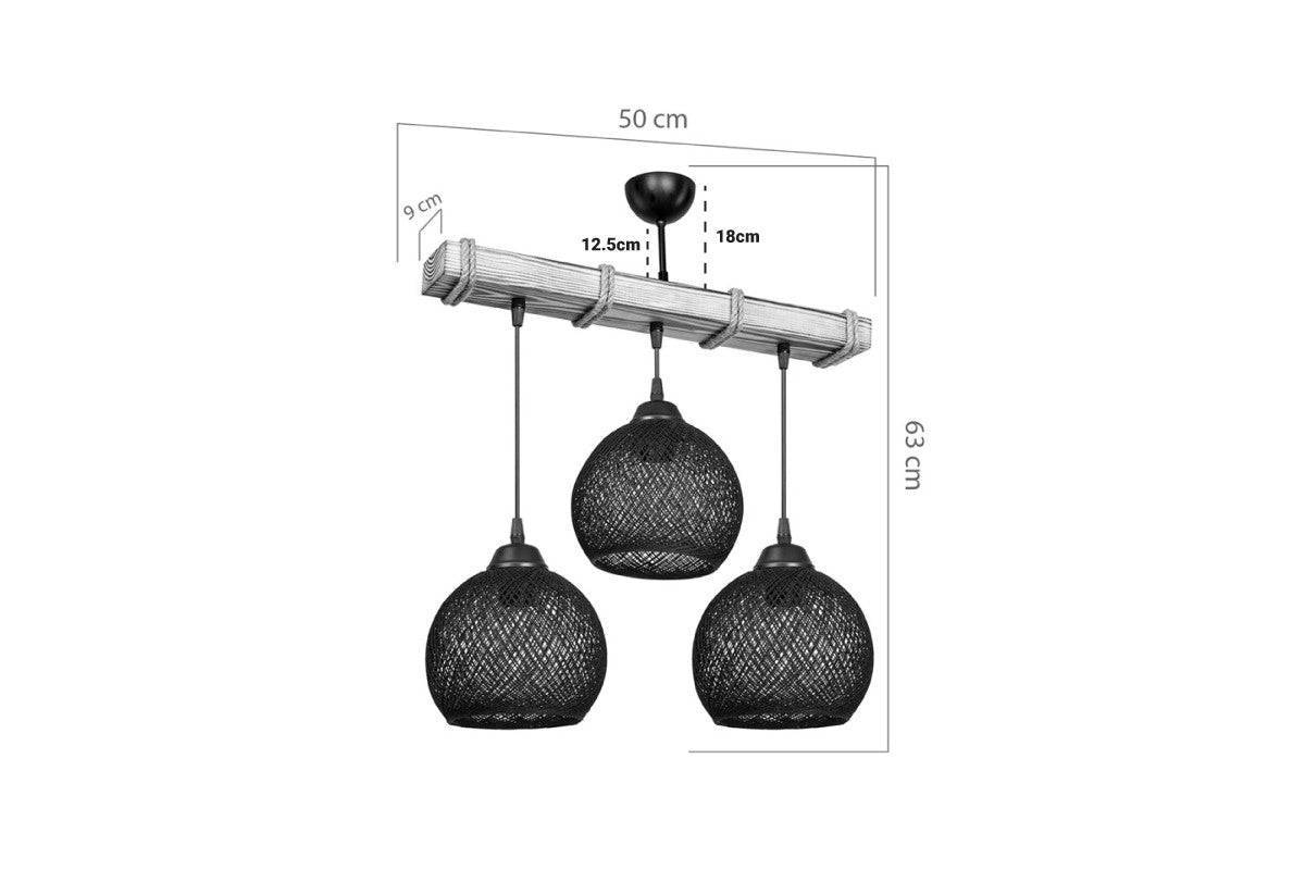 Importdistrib - Plafonnier suspension luminaire noyer beige 50x20x63 cm - Image 4