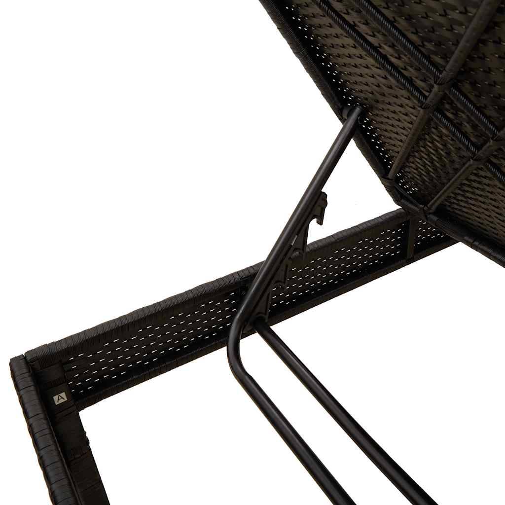 Vidaxl - Transat avec coussin noir 55x200x44cm résine tressée vidaXL 4104100 - Image 4