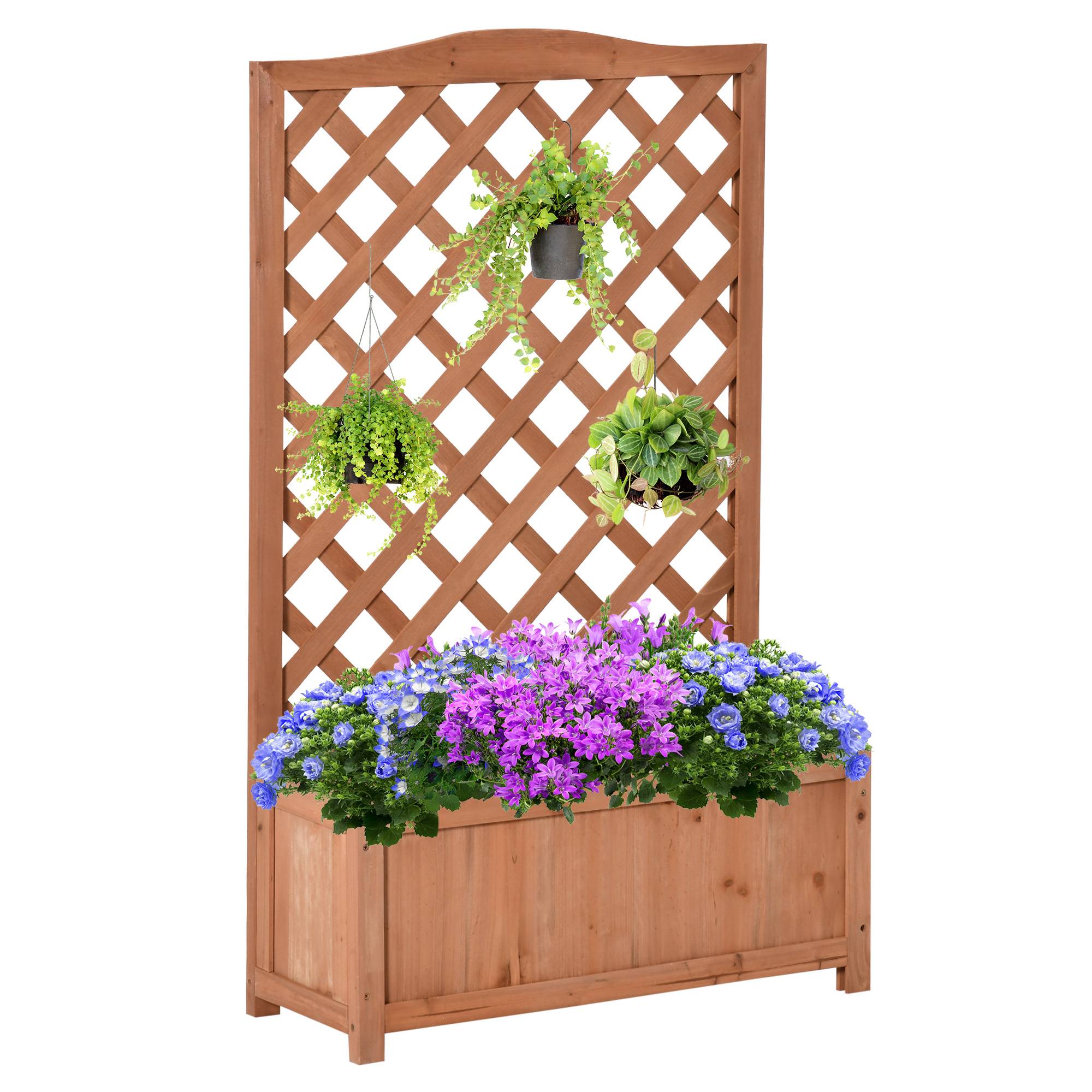 Outsunny - Jardinière avec Treillis 70x28x117cm bac à Fleurs Fond à Lattes Bois Sapin pré-huilé - Outsunny - Image 1