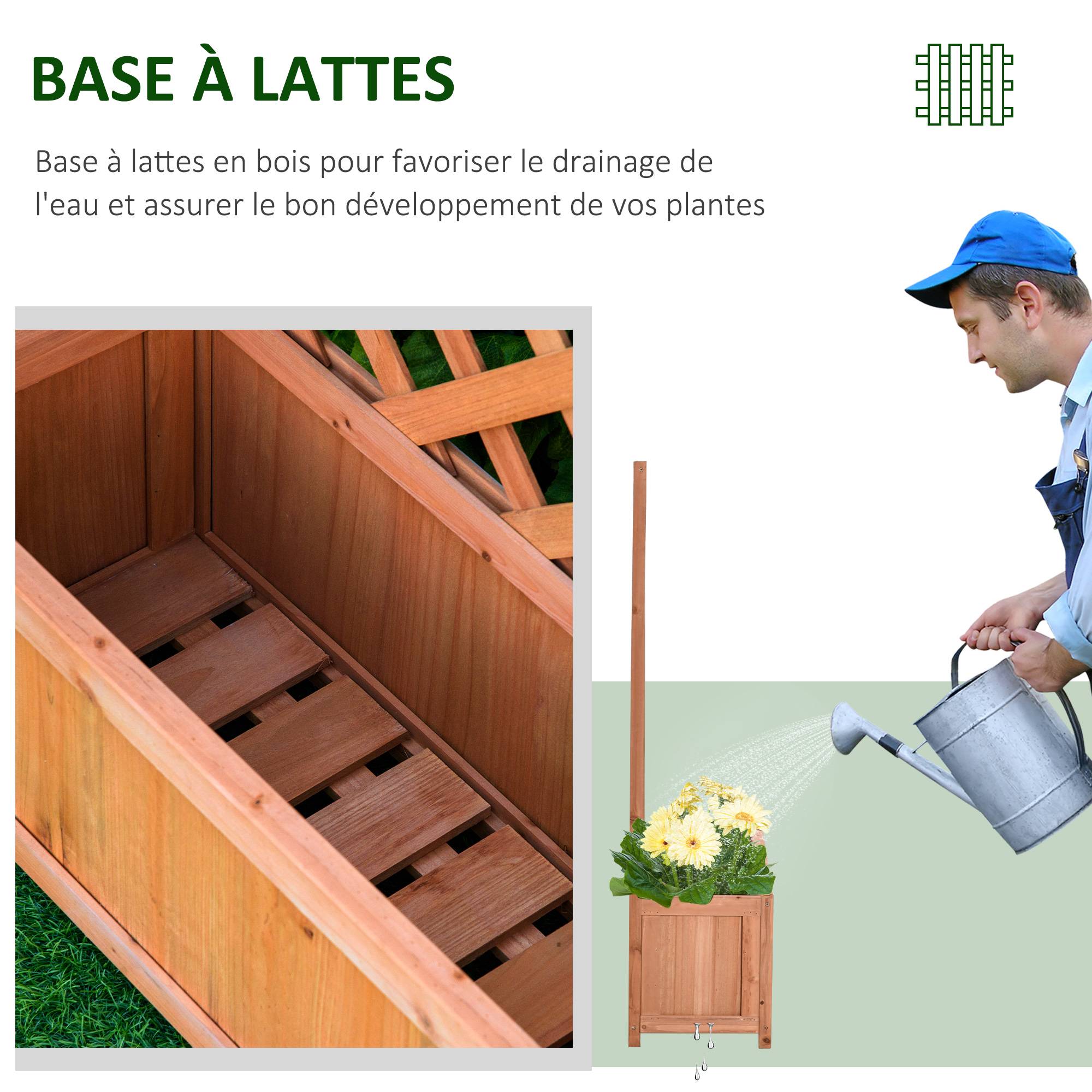 Outsunny - Jardinière avec Treillis 70x28x117cm bac à Fleurs Fond à Lattes Bois Sapin pré-huilé - Outsunny - Image 6