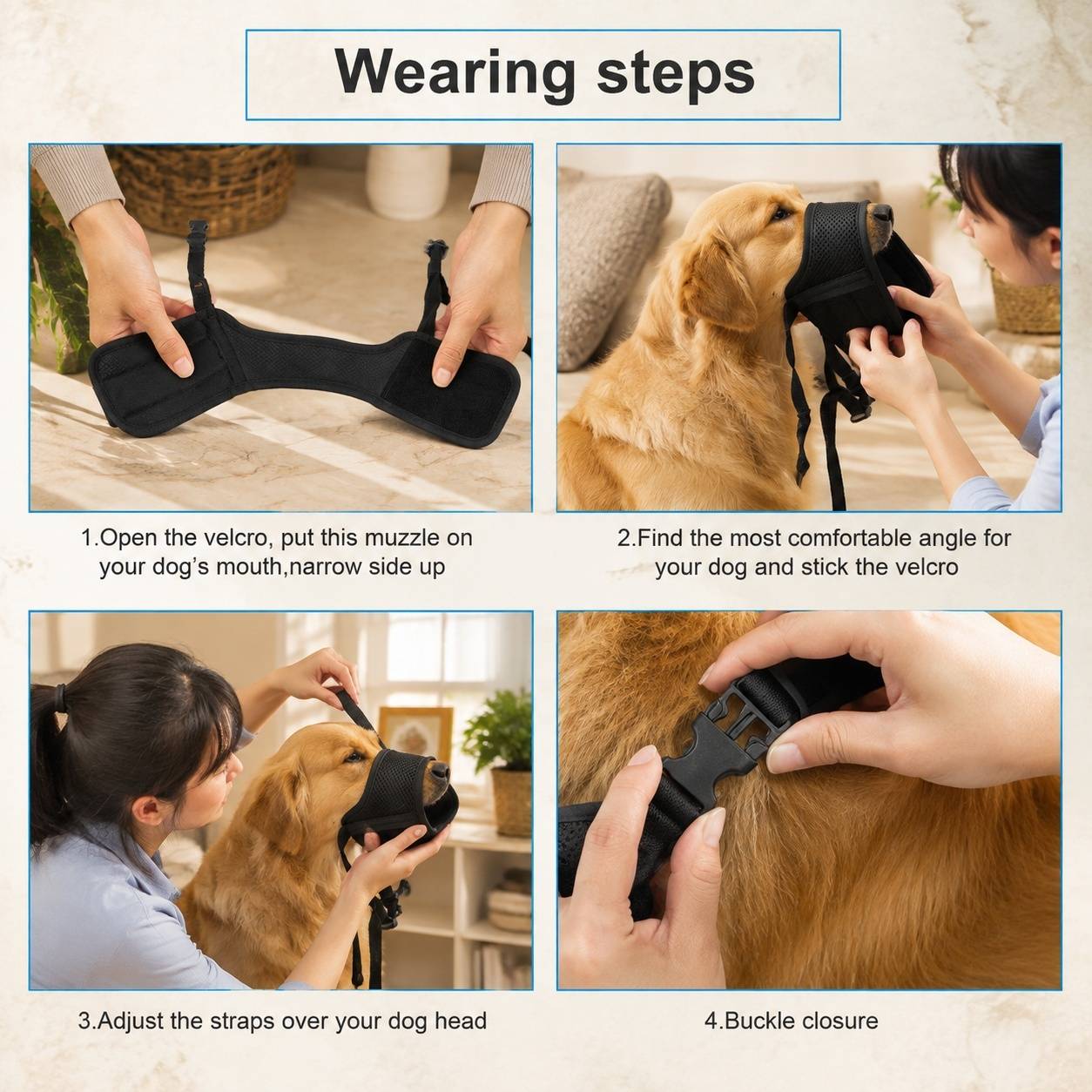 Muselière pour Chien Réglable Nylon Confortable Respirant Anti Mordage Aboiement - Image 6