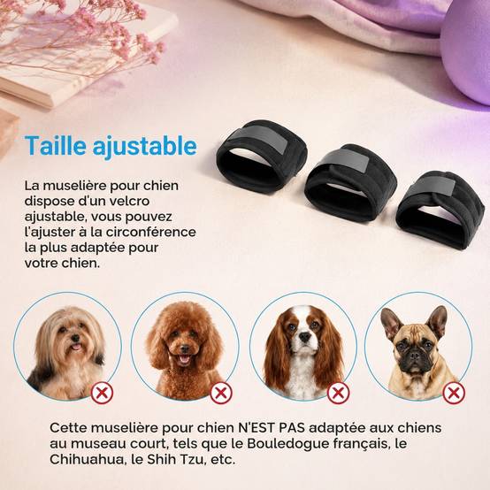 Muselière pour Chien Réglable Nylon Confortable Respirant Anti Mordage Aboiement - Image 5