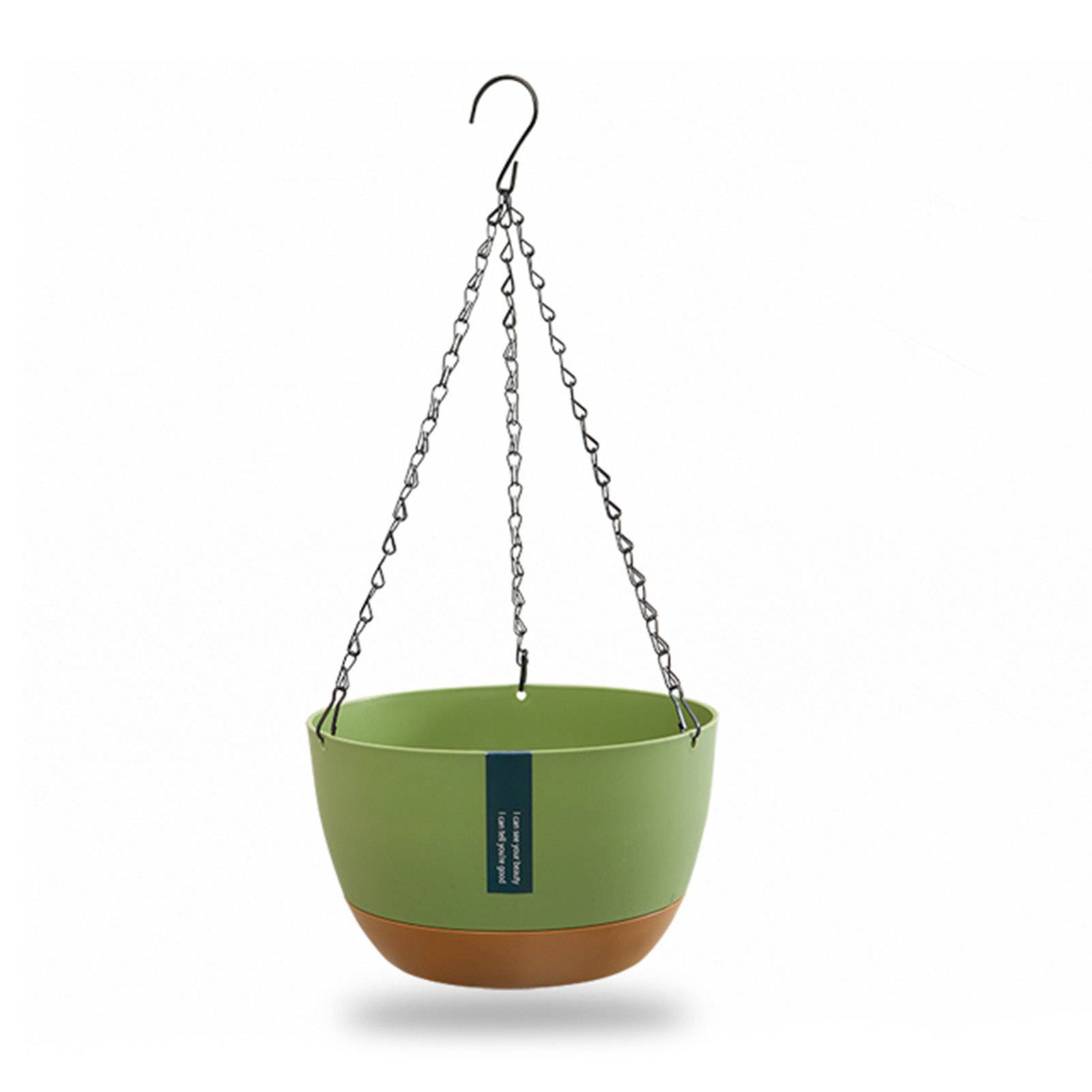 Pot Fleur Suspendu Plastique Balcon Drainage Plateau Amovible Vert 20.5cm - ComfortXL Outdoor Living - Image 1