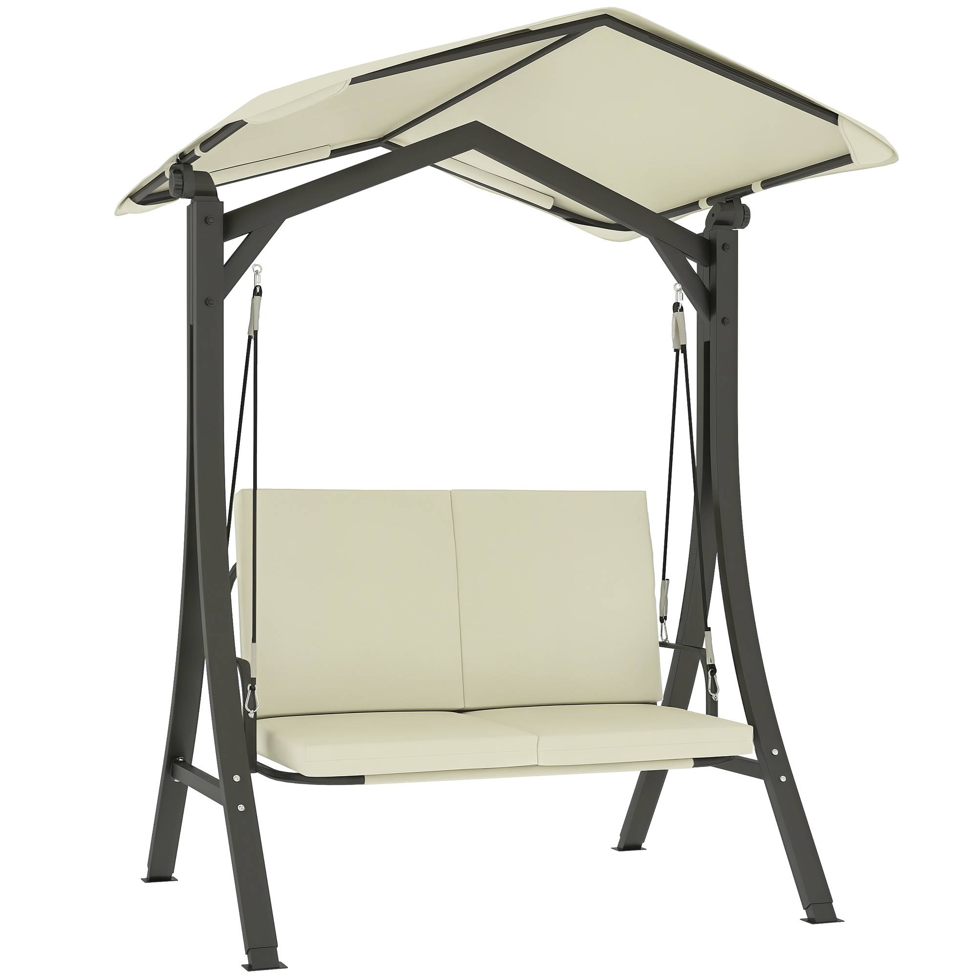 Balancelle de jardin 2 places Métal pour patio Toit inclinable UPF30+ 150x120x182 Blanc crème - ComfortXL Outdoor Living - Image 1