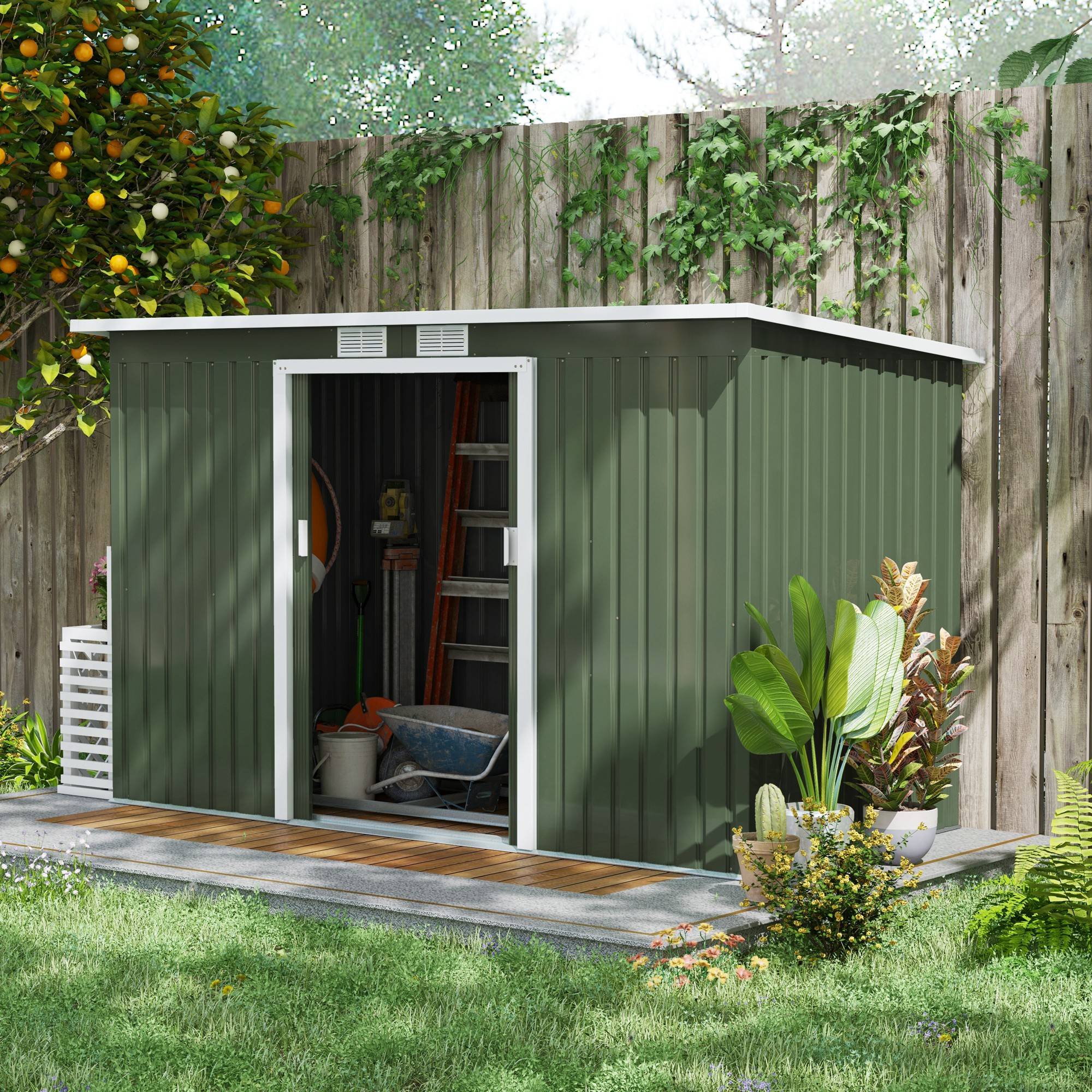 PANGIVO - Abri de jardin acier vert clair 280 x 130 x 172 cm - PANGIVO - Image 2