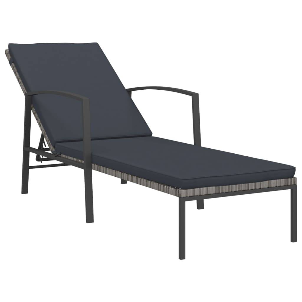 Helloshop26 - Lot de 2 transats chaise longue bain de soleil lit de jardin terrasse meuble d'extérieur avec table résine tressée gris - Image 2