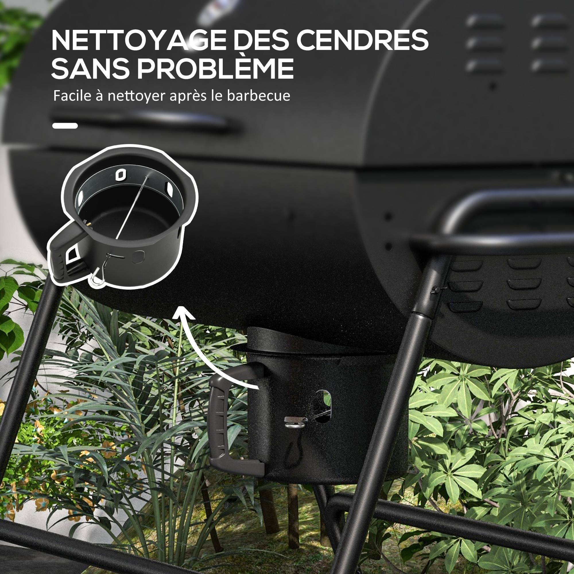 Barbecue charbon métal pour jardin cuisson familiale thermomètre 95 cm noir - ComfortXL Outdoor Living - Image 10
