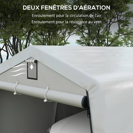 Outsunny - Carport acier galvanisé robuste PE haute densité 150 g/m² imperméable anti-UV - 6,2 x 3,3 x 2,4 m - gris clair - Outsunny - Image 8