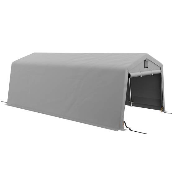 Outsunny - Carport acier galvanisé robuste PE haute densité 150 g/m² imperméable anti-UV - 6,2 x 3,3 x 2,4 m - gris clair - Outsunny - Image 1