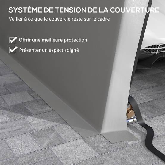 Outsunny - Carport acier galvanisé robuste PE haute densité 150 g/m² imperméable anti-UV - 6,2 x 3,3 x 2,4 m - gris clair - Outsunny - Image 9