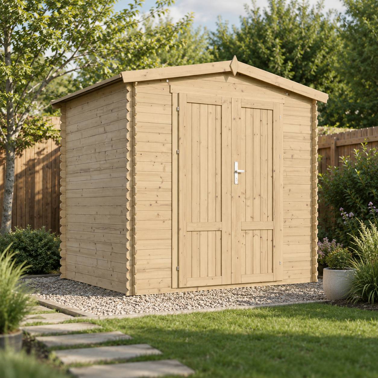 Timbela - Abri de jardin en bois avec plancher - 4.33 m² / 226x236xH224 cm - M369F1+M369G - 19 mm d’épaisseur - Timbela - Image 1